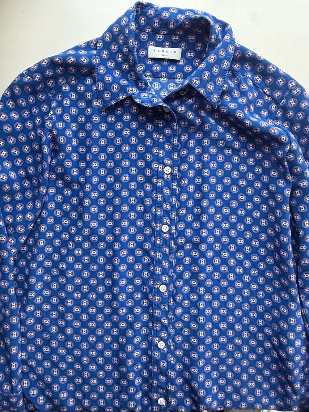 Sandro Blue Silk Printed Blouse